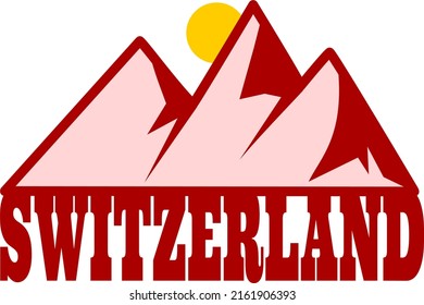Switzerland mountain recreation and sunshine label