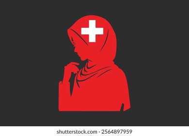 Switzerland Muslim girl wearing France flag hijab, Switzerland flag vector graphic, Switzerland country flag is a symbol of freedom, National Switzerland flag, vector illustration
