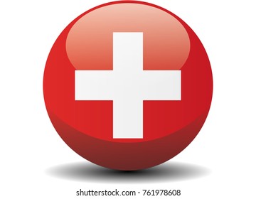 Switzerland national circle button flag background texture. Vector illustration.