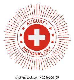 Switzerland national day badge. Alliance against the Holy Roman Empire in 1291. Celebrated on August 1.