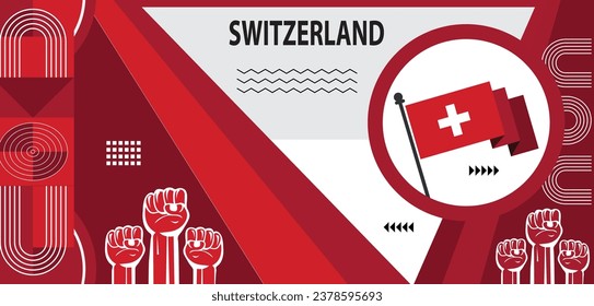 Switzerland national day banner design, Swiss flag colors background, national day celebration banner design..eps