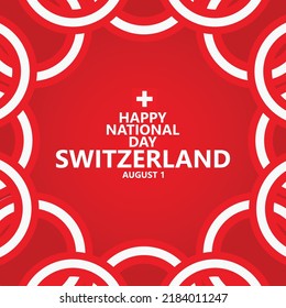 Plantilla vectorial del día nacional de Suiza con cinta roja colorida. Fiesta pública del país europeo que se celebra anualmente el 1 de agosto