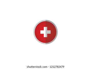 Switzerland national flag circle shape country emblem state symbol