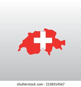 Bandera nacional de Suiza en silueta de mapa del país