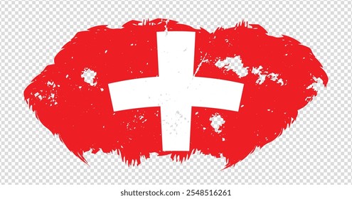 Bandera nacional de Suiza con efecto de pincel de trazo afligido sobre fondo aislado