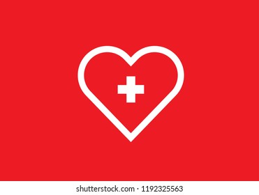 Switzerland national flag heart symbol love country emblem state symbol