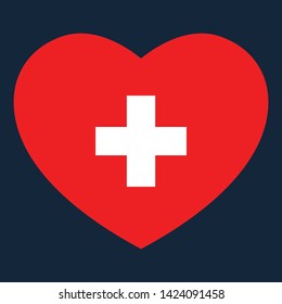 switzerland national flag heart vector and symbol