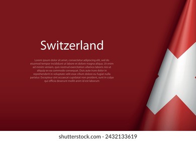 Switzerland national flag isolated on dark background with copyspace