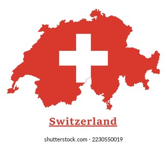 Switzerland National Flag Map Design, Illustration Of Switzerland Country Flag Inside The Map