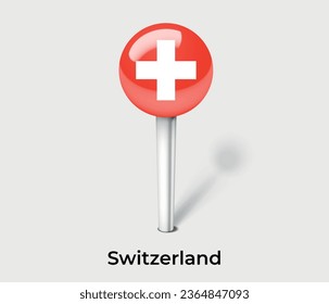 Switzerland national flag map marker pin icon illustration