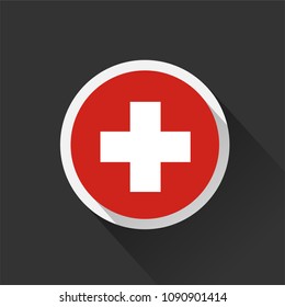Switzerland national flag on dark background. Vector illustration.