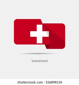 Switzerland national flag on a white background with shadow. vector illustration