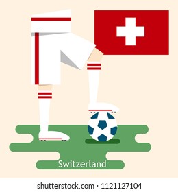 Switzerland, national soccer Jerseys and flag, flat design
