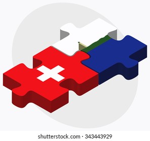 Switzerland and Navassa Island Flags in puzzle isolated on white background