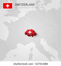 Switzerland and neighboring countries. Europe administrative map.