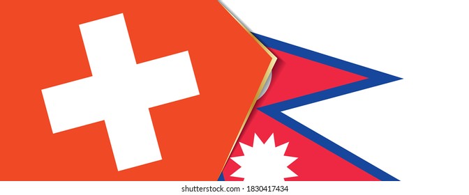 Switzerland and Nepal flags, two vector flags symbol of relationship or confrontation.