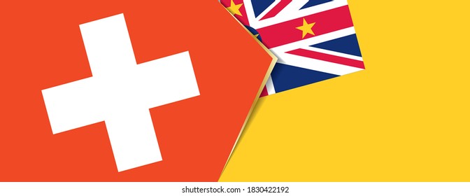 Switzerland and Niue flags, two vector flags symbol of relationship or confrontation.
