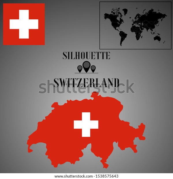 Switzerland Outline World Map Silhouette Vector Stock Vector (Royalty ...