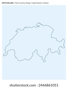 Switzerland plain country map. High Details. Outline style. Shape of Switzerland. Vector illustration.