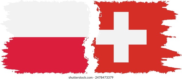 Switzerland and Poland grunge flags connection, vector