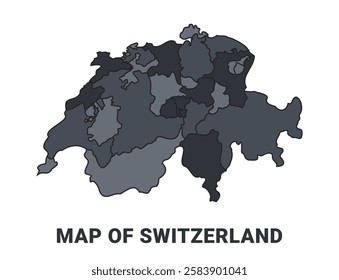 Switzerland political map border of regions outline vector set
