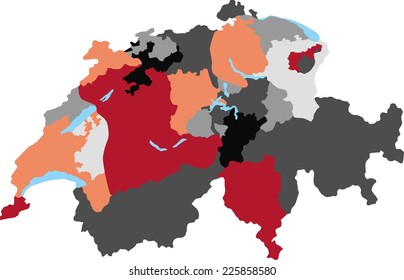 Switzerland political map with pastel colors.