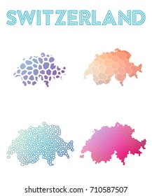 Switzerland polygonal map. Mosaic style maps collection. Bright abstract tessellation, geometric, low poly, modern design. Switzerland polygonal maps for infographics or presentation.