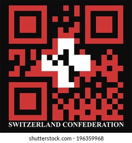 Switzerland QR code flag, vector