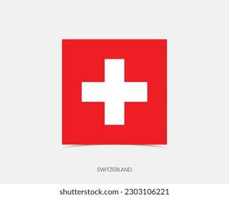 Switzerland Rectangle flag icon with shadow.