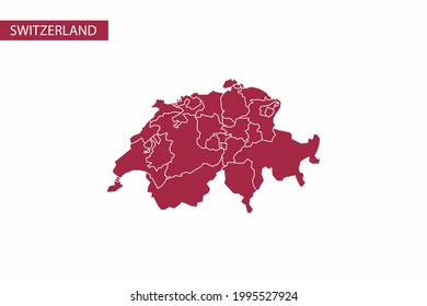 Mapa rojo de Suiza vector detallado.