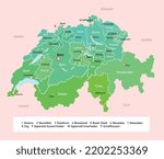 Switzerland regions (cantons) map. Vector illustration