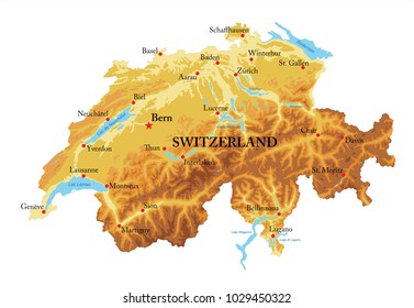 Switzerland relief map svg