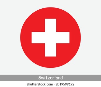 Switzerland Round Circle Flag. Swiss Circular Button Banner Icon. EPS Vector svg
