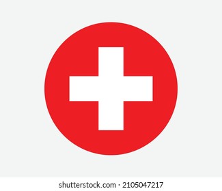 Switzerland Round Country Flag. Swiss Circle National Flag. Swiss Confederation Circular Shape Button Banner. EPS Vector Illustration. svg