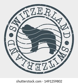 Switzerland Saint Bernard Stamp Postal. Map Silhouette Seal. Passport Round Design. Vector Icon. Design Retro Travel.