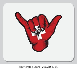 Switzerland Shaka Hand Good Vibes Flag
