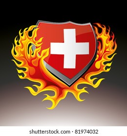switzerland shield in flame
