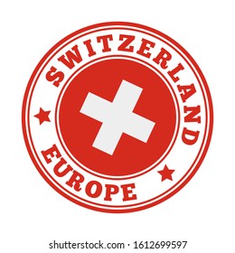 Switzerland sign. Round country logo with flag of Switzerland. Vector illustration.