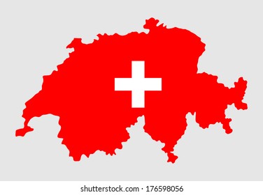 Switzerland silhouette isolated on white background. High detailed vector map flag Switzerland. 