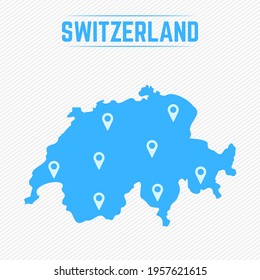 Switzerland Simple Map With Map Icons