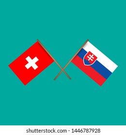 Switzerland and Slovakia crossed flags.Language learning or travel concept.