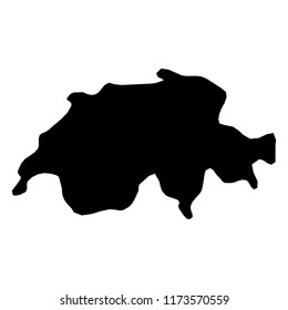 Switzerland - solid black silhouette map of country area. Simple flat vector illustration.