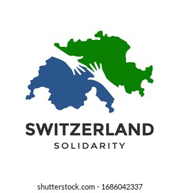 Logo-Vorlage der Schweiz Solidarity Vektorillustration. Dieses Design verwendet Karte und Handzeichen. Geeignet für die Gemeinschaft.