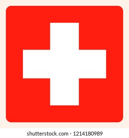 Switzerland square flag button, social media communication sign, business icon.