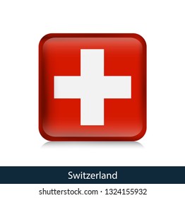 Switzerland - Square glossy badge. Vector.