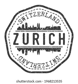 Zürich, Switzerland Stamp Skyline Postmark. Silhouette Postal Passport. City Round Vector Icon. Vintage Postage Design.