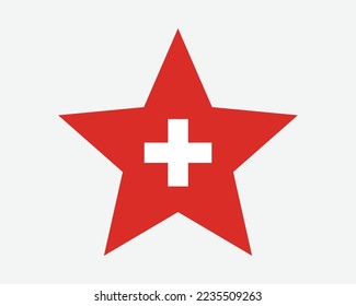 Switzerland Star Flag. Swiss Confederation Star Shape Flag. Country National Banner Icon Symbol Vector Flat Artwork Graphic Illustration svg
