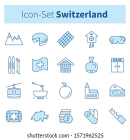 Switzerland Stereotype Vector Icon Illustration Set