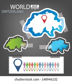 Switzerland. Sticker. Map vector Illustration