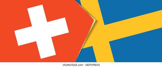 Banderas de Suiza y Suecia, dos banderas vectoriales símbolo de relación o enfrentamiento.